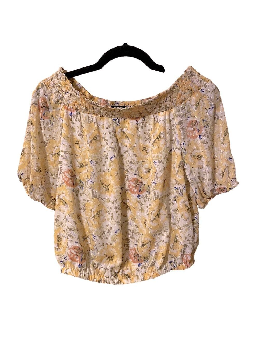 196.Joie Size Small Ruched Shoulder Sweet Yellow Top